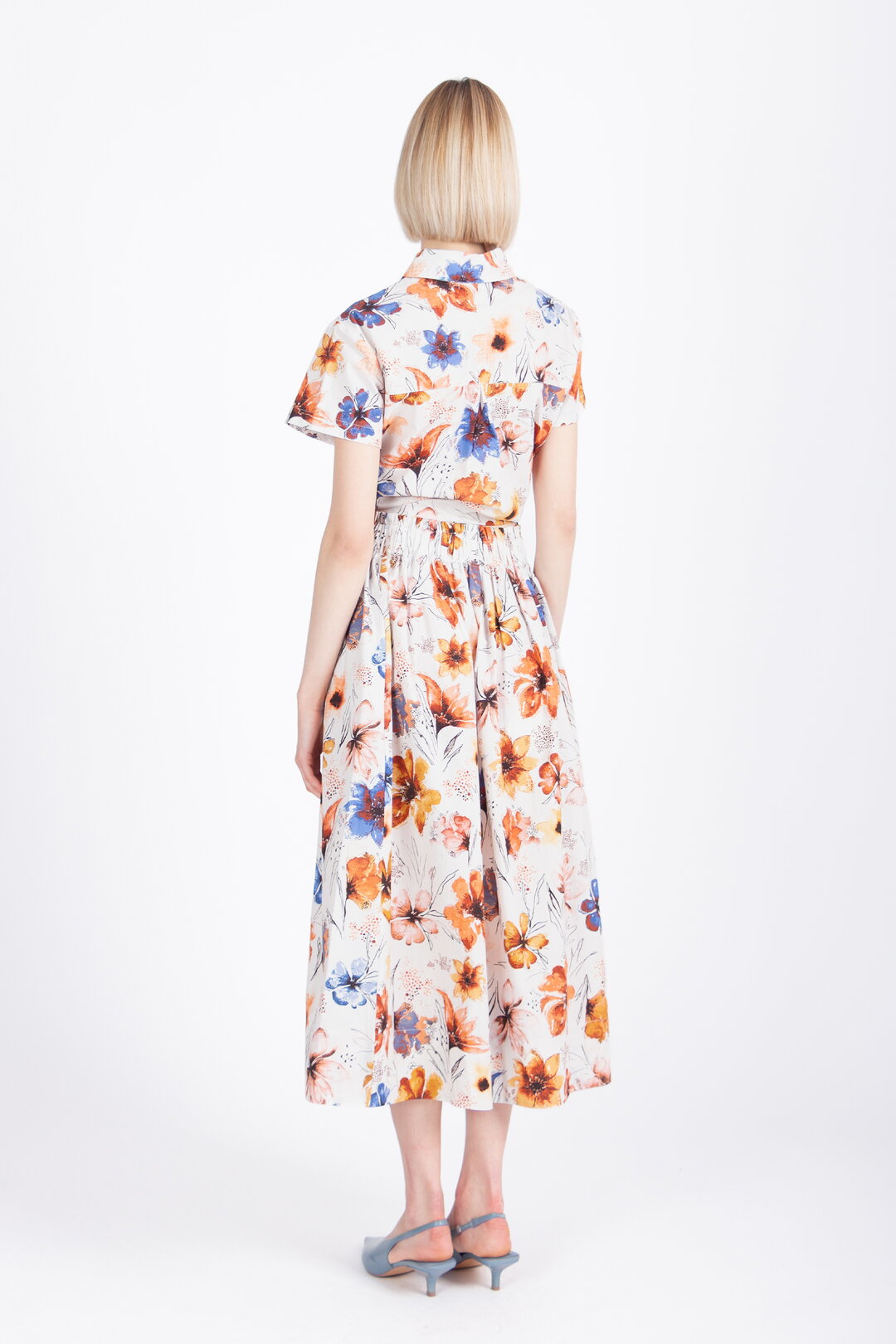 Ivko Pencil Skirt Floral Pattern - Orange & White Wash