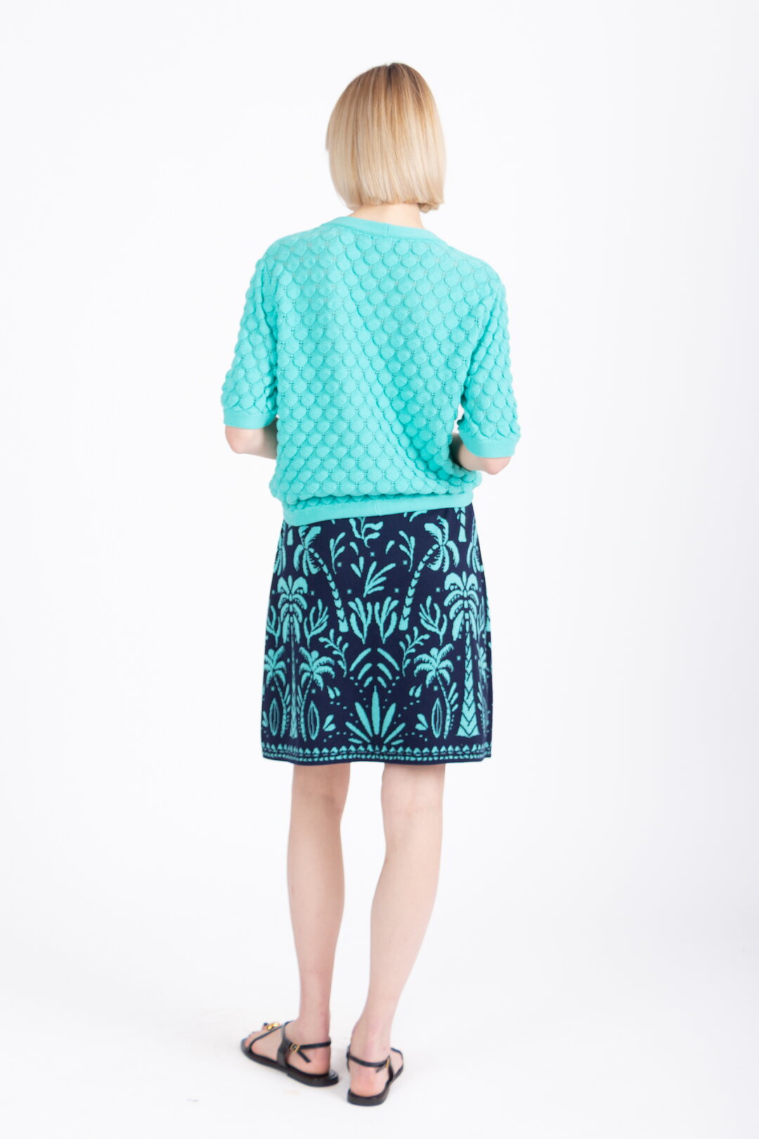 Jacquard Wrap Skirt, Urban Botanic Pattern - Navy Wash - “Only 1 Available”