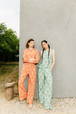Viscose Shirt, Retro Motif Peach Wash
