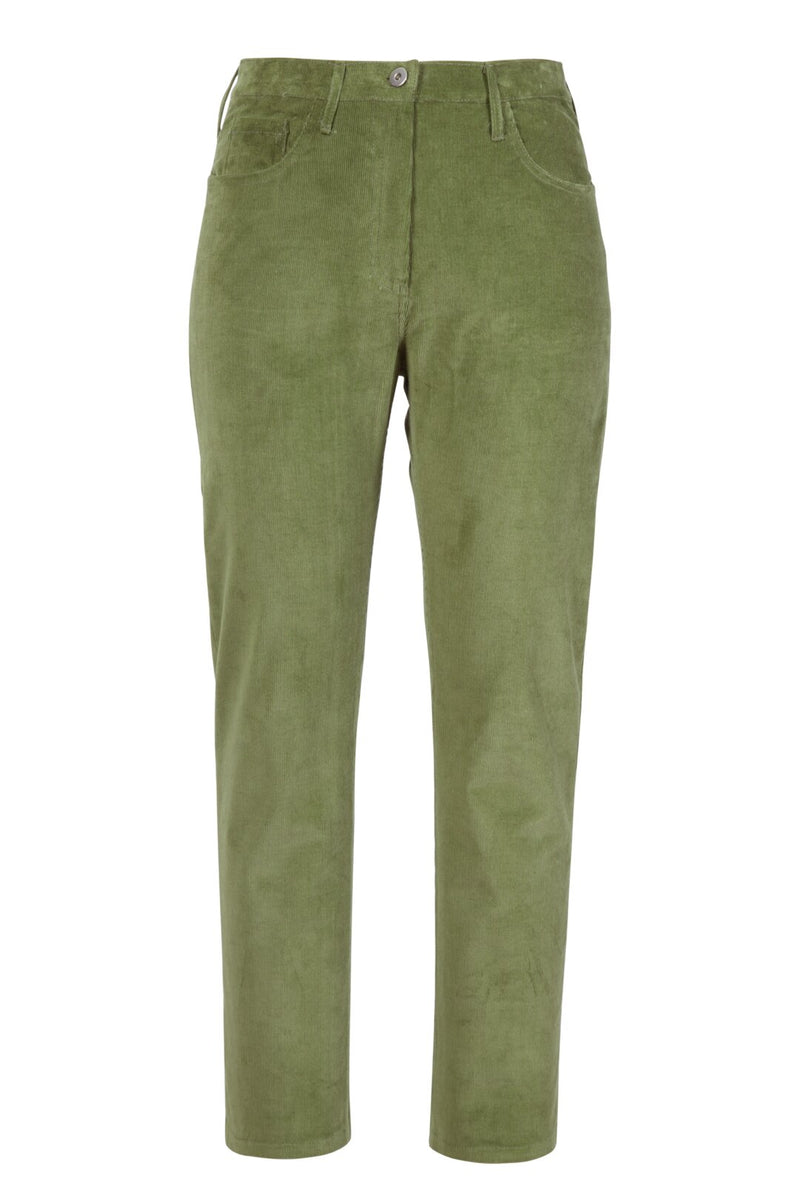 Solid Corduroy Pants - Green