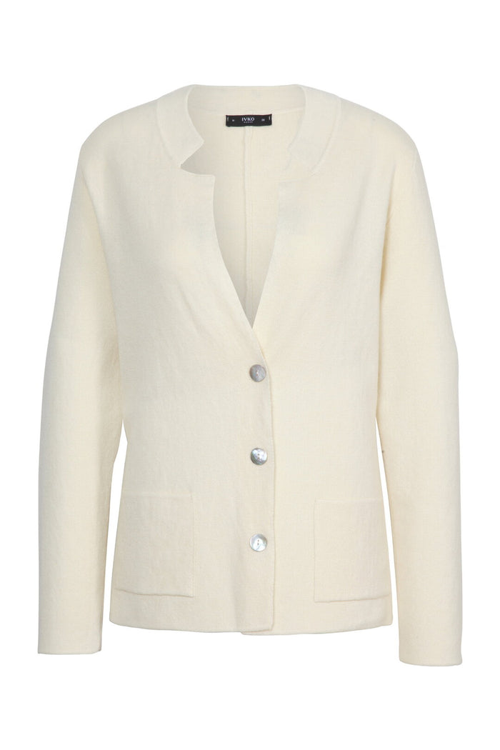 Solid Knitted Jacket Wash: Powder & White