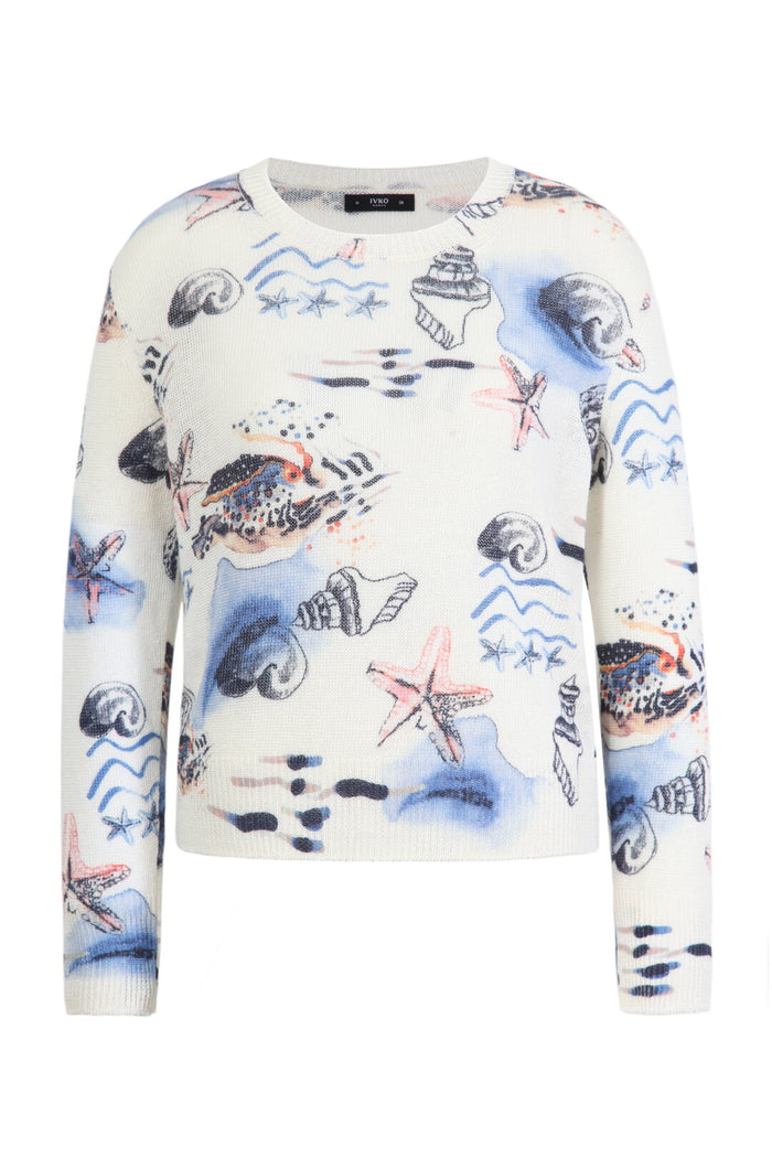 Printed Pullover, Seabed Motif White
