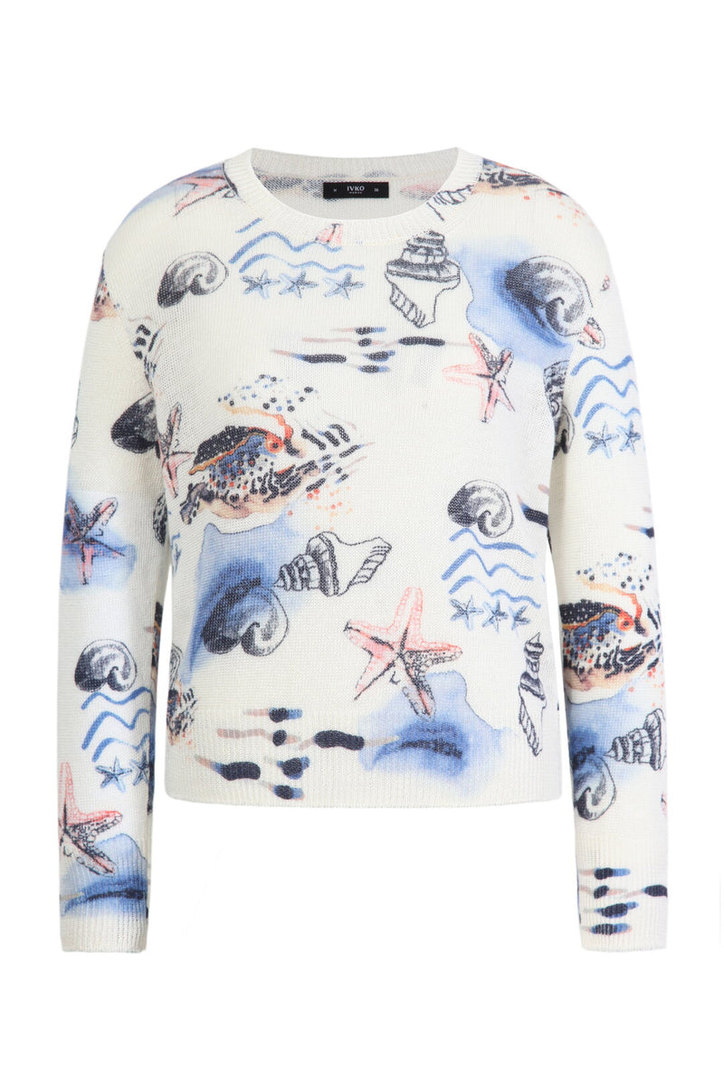 Printed Pullover, Seabed Motif White