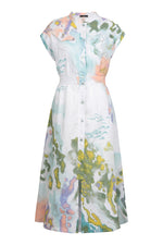Printed Dress, Terrain Pattern White Wash