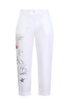 Embroidery Pants, Floral Pattern White