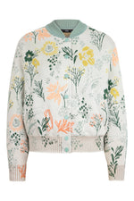Jacquard Bomber Jacket, Floral Pattern White Wash