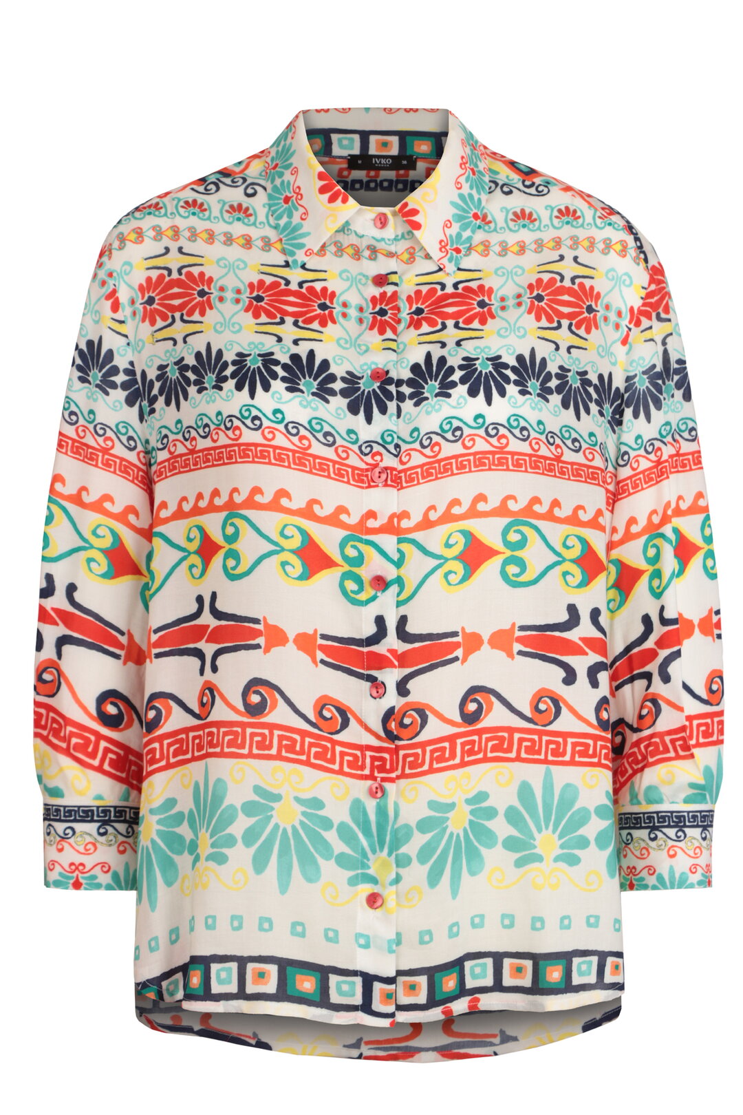 Printed Shirt, Mediterranean Pattern Off-White Wash