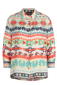 Printed Shirt, Mediterranean Pattern Off-White Wash