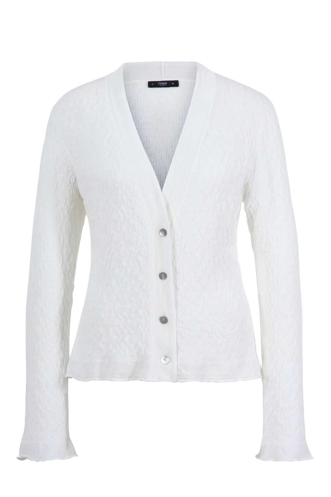 Cardigan V-Neck, Structure Pattern Off White Wash