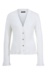 Cardigan V-Neck, Structure Pattern Off White Wash
