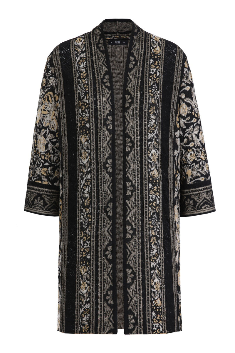 Long Cardigan, Andalusia Pattern, Black Wash