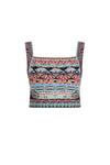 Jacquard Top, Papyrus Motif Black Wash