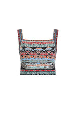Jacquard Top, Papyrus Motif Black Wash