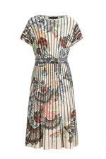 Printed Dress, Lotos Motif Beige Wash