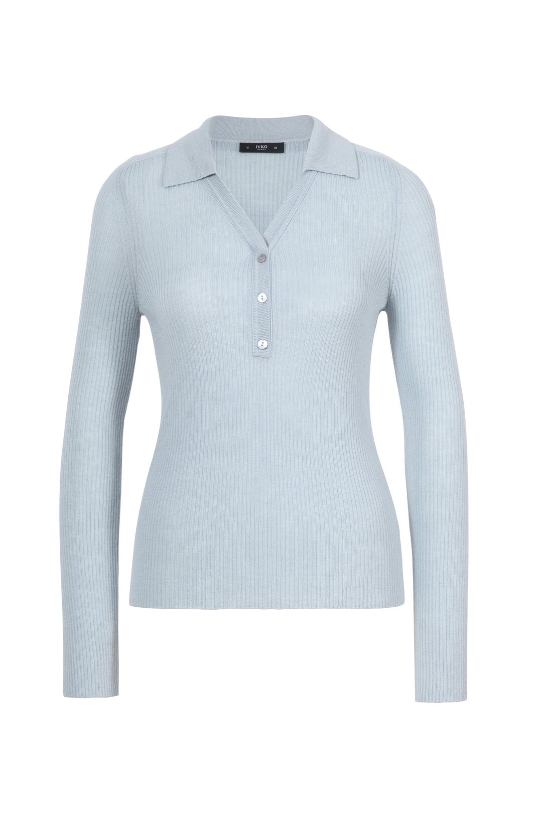 Ribbed V Neck Pullover Sky Powder & Salvia Washes