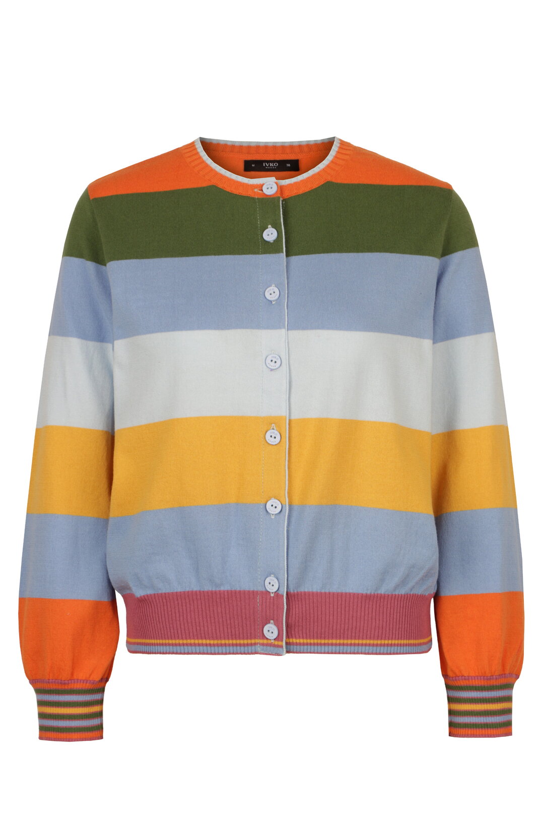 Jacquard Cardigan, Stripe Pattern - Sky Wash