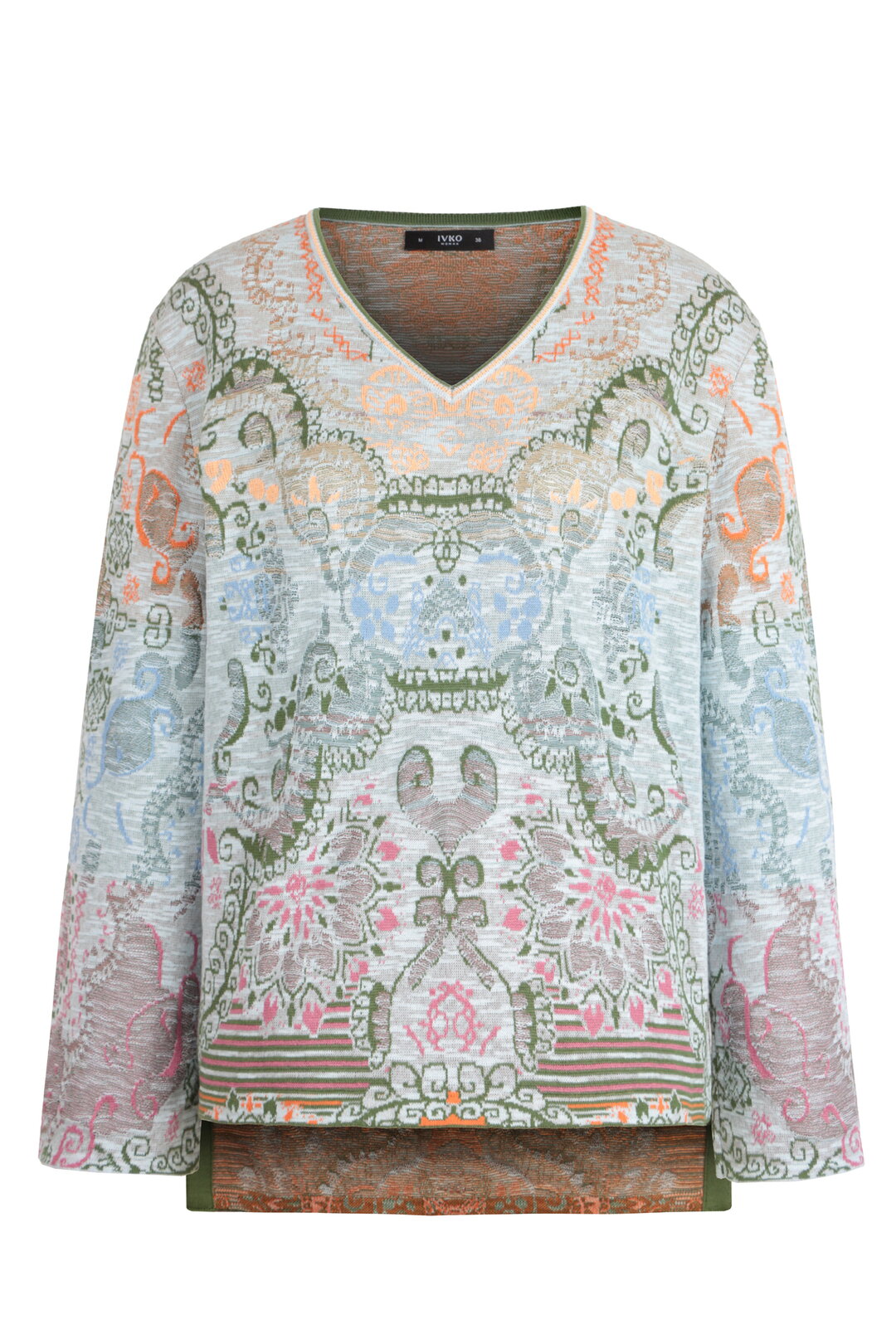 Pullover V-Neck, Ornament Pattern - Sky Wash