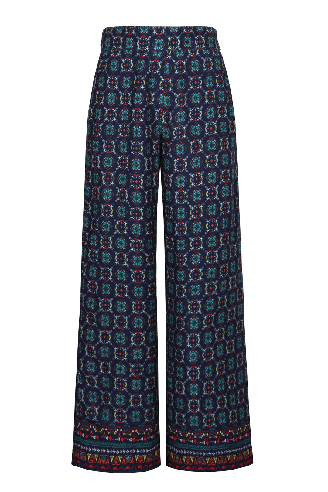 Viscose Pants, Mediterranean Pattern - Navy Wash