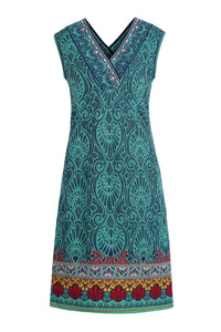 Jacquard Dress, Mediterranean Pattern - Blue Wash - “Only 1 Available”