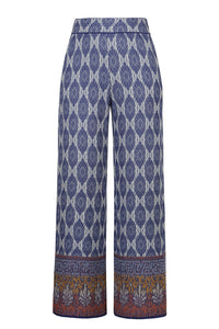 Jacquard Pants, Mediterranean Pattern - Navy Wash