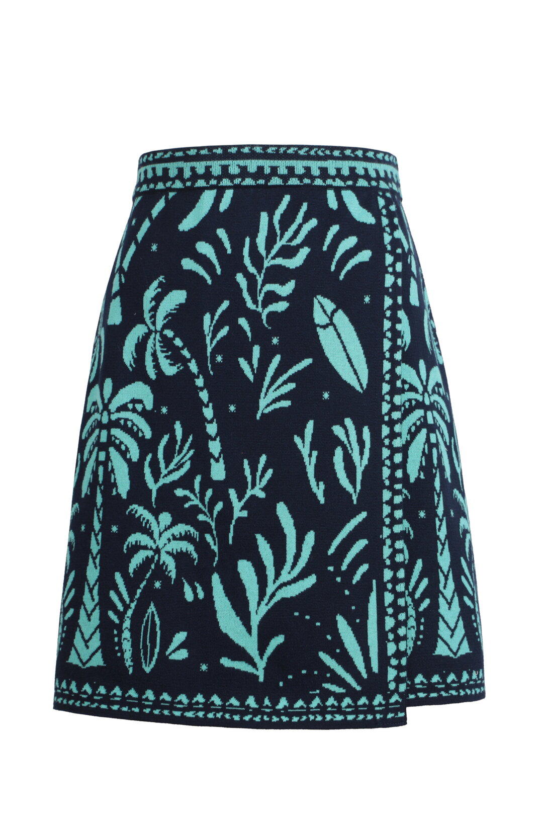 Jacquard Wrap Skirt, Urban Botanic Pattern - Navy Wash - “Only 1 Available”