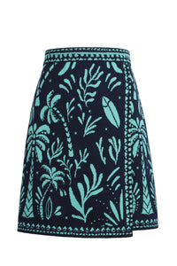 Jacquard Wrap Skirt, Urban Botanic Pattern - Navy Wash - “Only 1 Available”