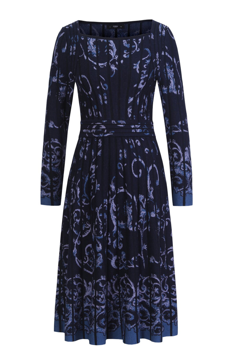 Jacquard Dress, Illumination Pattern Navy Wash