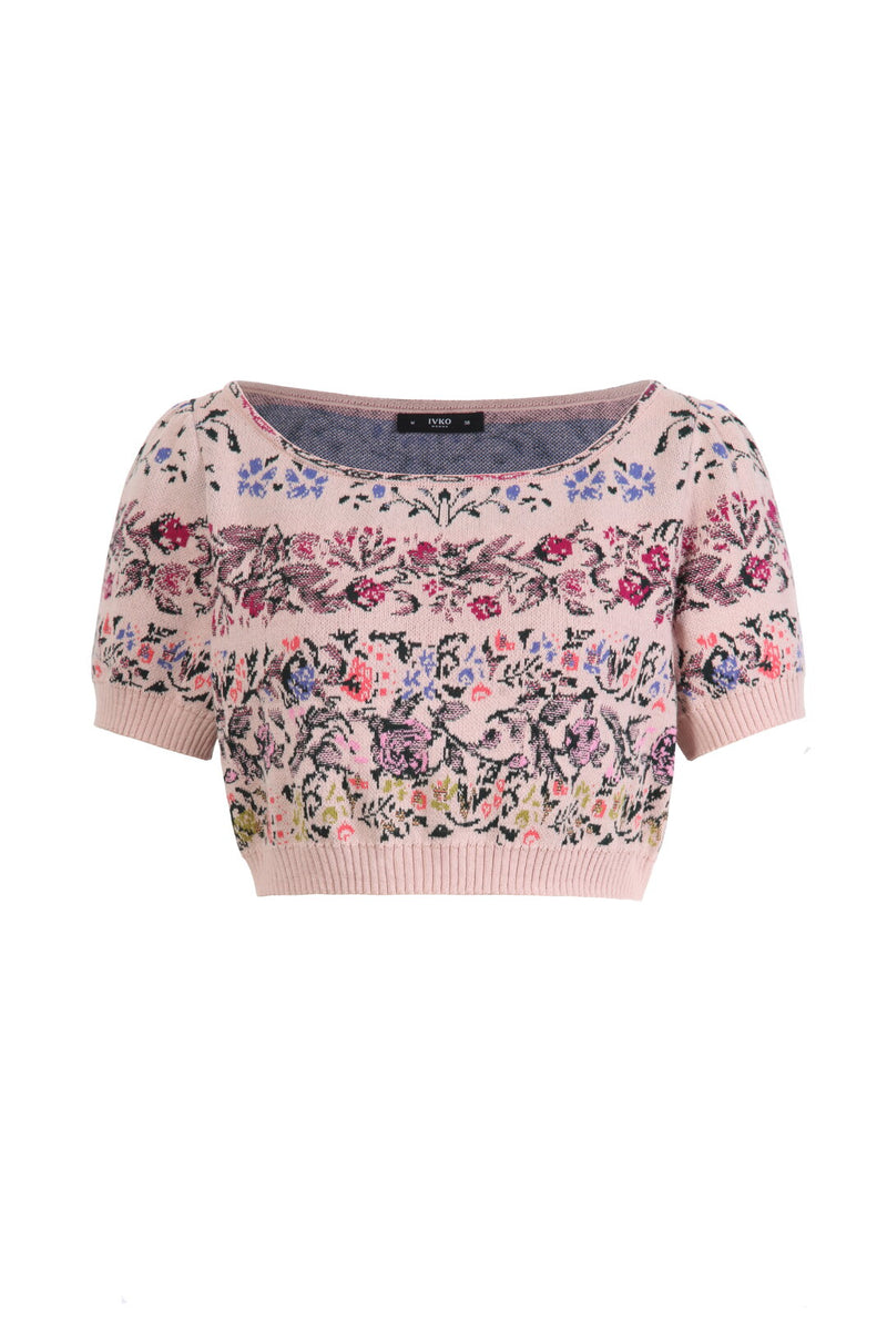 Pullover Boat Neck Floral Pattern