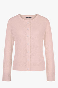 Cardigan O-Neck, Structure Pattern Light Pink Wash