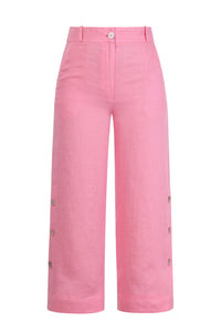 Linen Pants, 3/4 length light pink wash