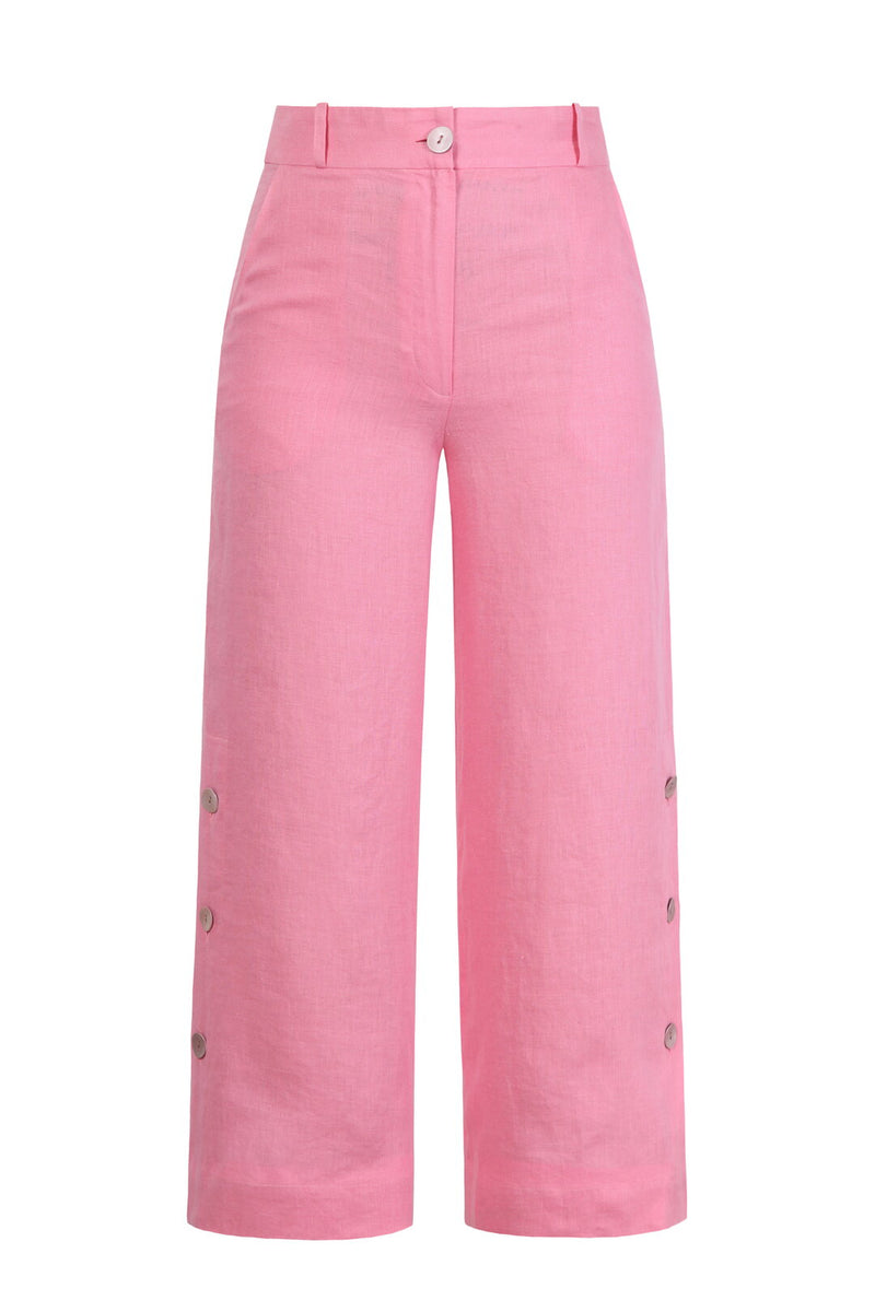 Linen Pants, 3/4 length light pink wash