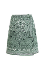 Mini Wrap Skirt, Alhambra Pattern - Pastel Green