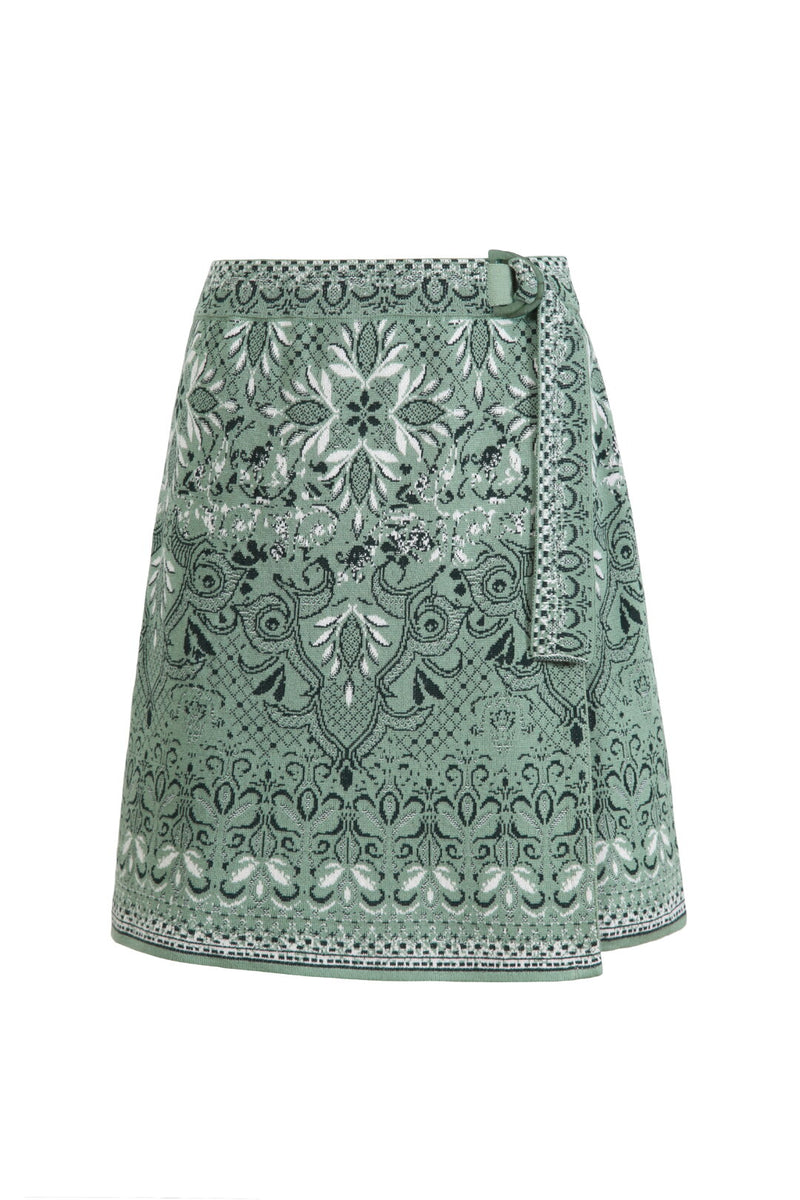 Mini Wrap Skirt, Alhambra Pattern Wash PastelGreen