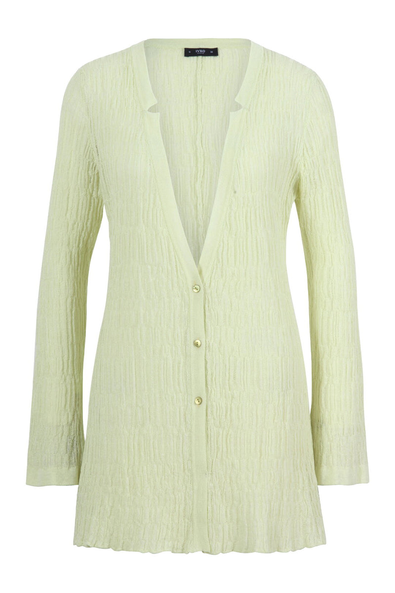 Long Cardigan, Structure Pattern Pastel Green Wash