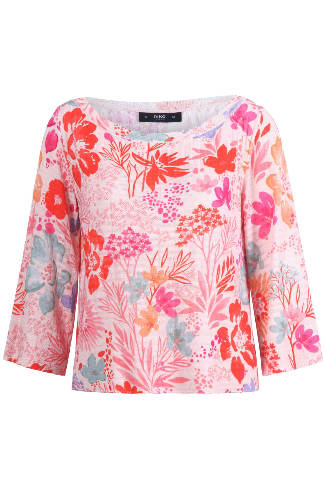 Boat Neck Pullover, Floral Print Light Pink