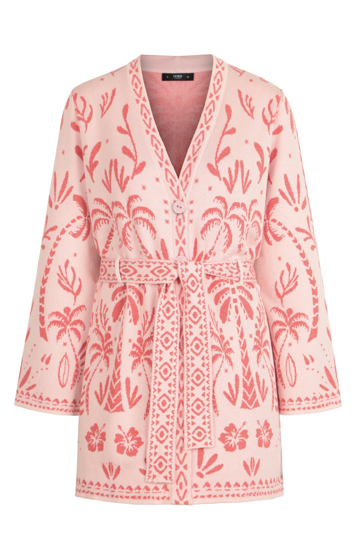 Long Cardigan, Urban Botanic Pattern Light Pink Wash