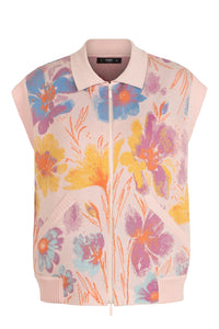 Jacquard Vest, Floral Pattern Light Pink Wash