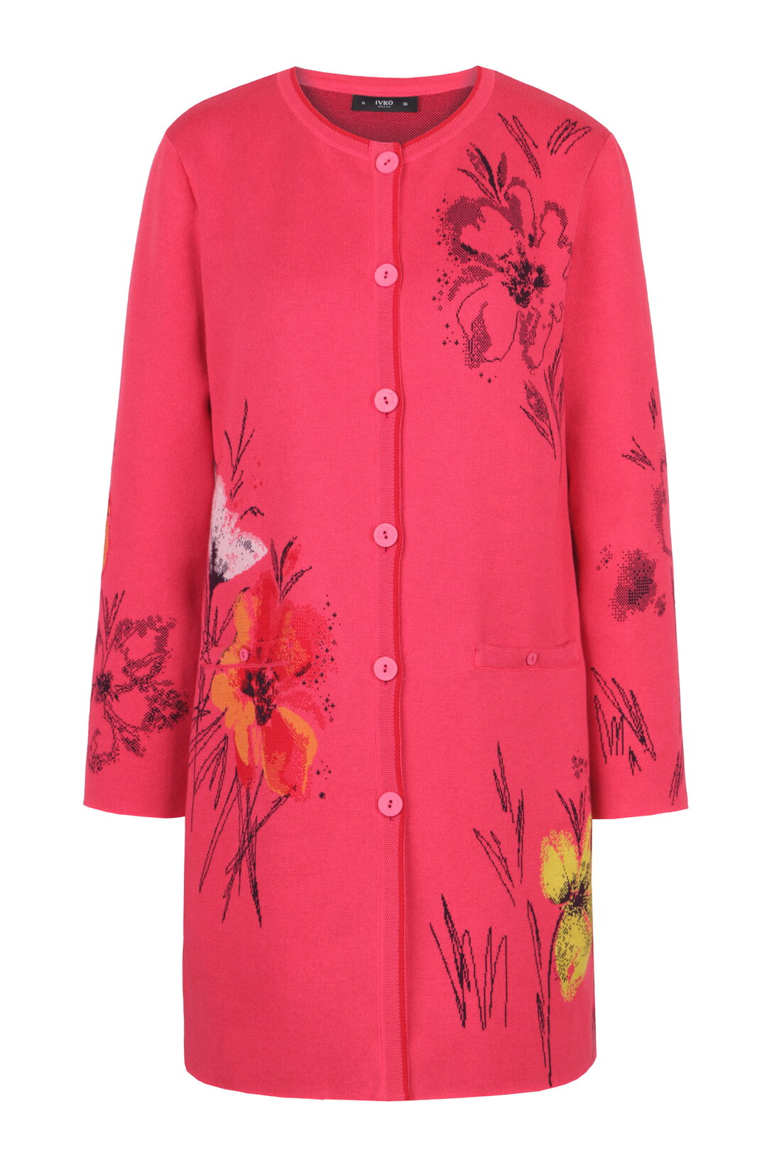 Ivko Long Coatigan, Floral Pattern - Pink Wash