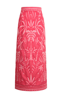 Long Skirt, Urban Botanic Pattern - Pink Wash