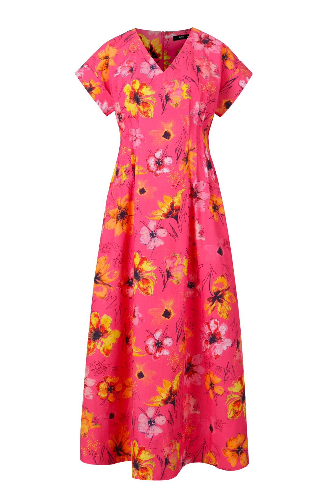 Poplin Dress, Floral Pattern Pink Wash