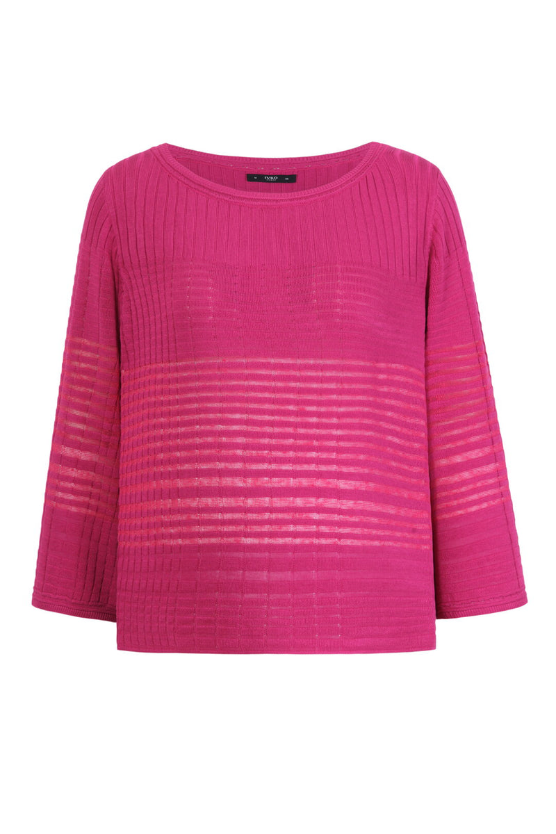 Boat neck Pullover, Structure Pattern Magenta Wash