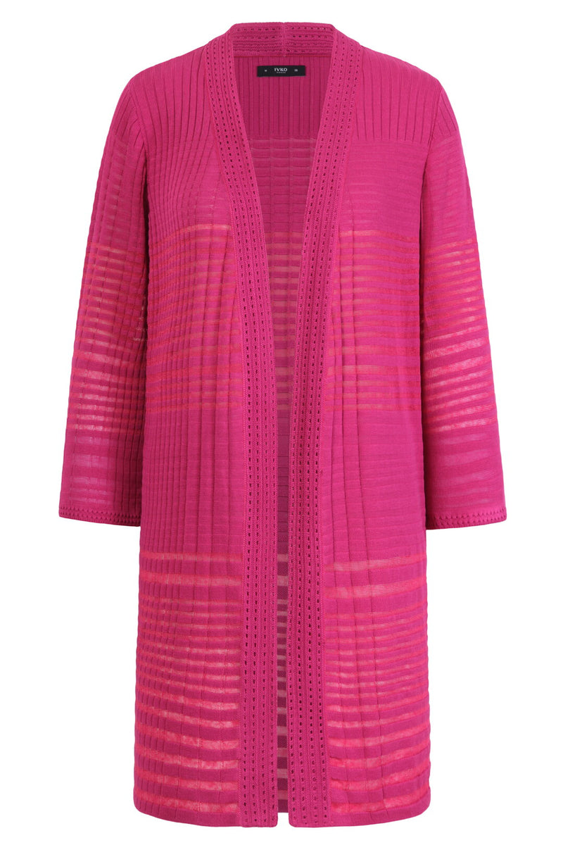 Long Cardigan, Structure Pattern Magenta Wash