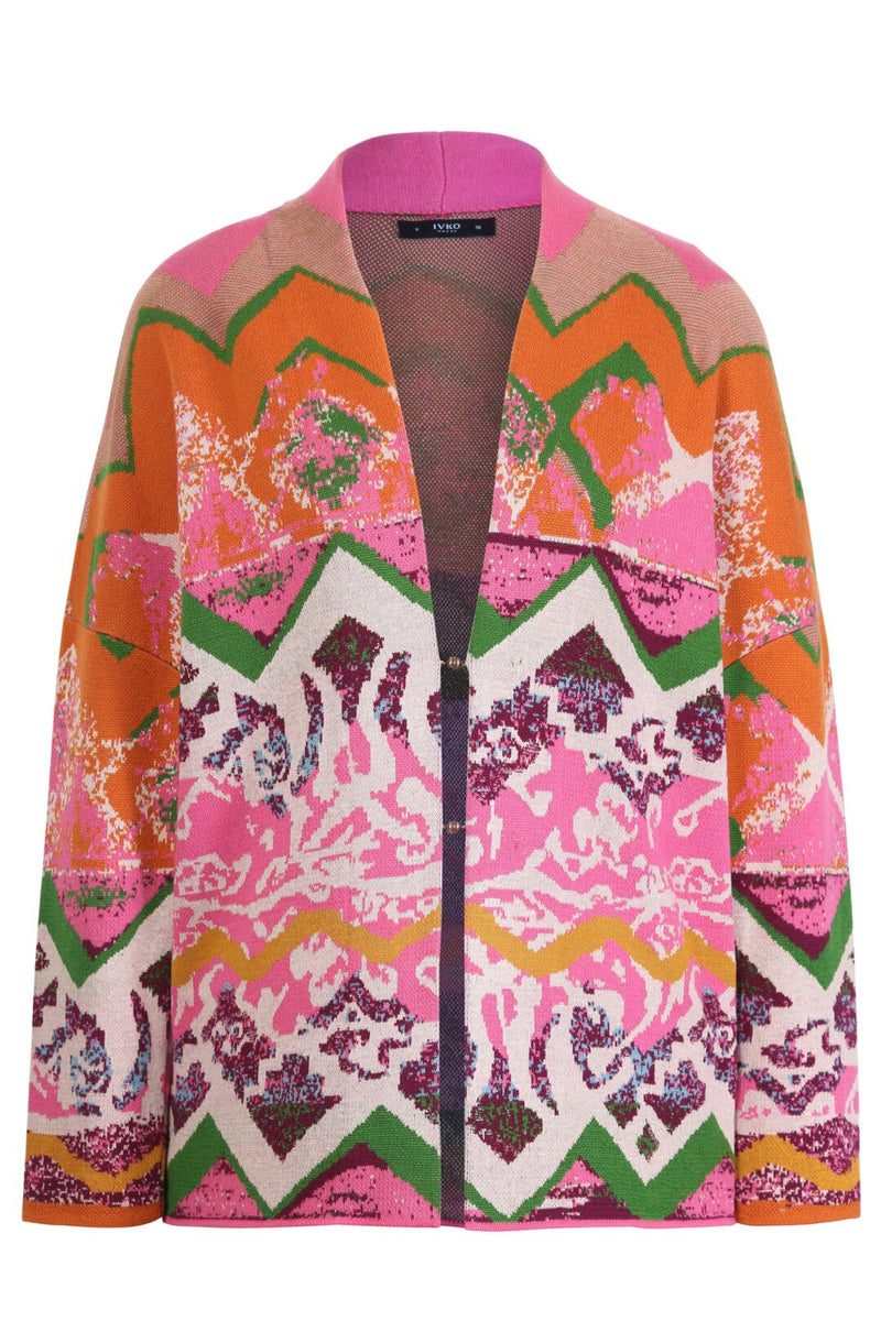 Jacquard Cardigan, Artistic Pattern - Pastel Violet