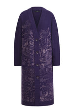 Jacquard Coatigan, Favela Pattern Plum Wash