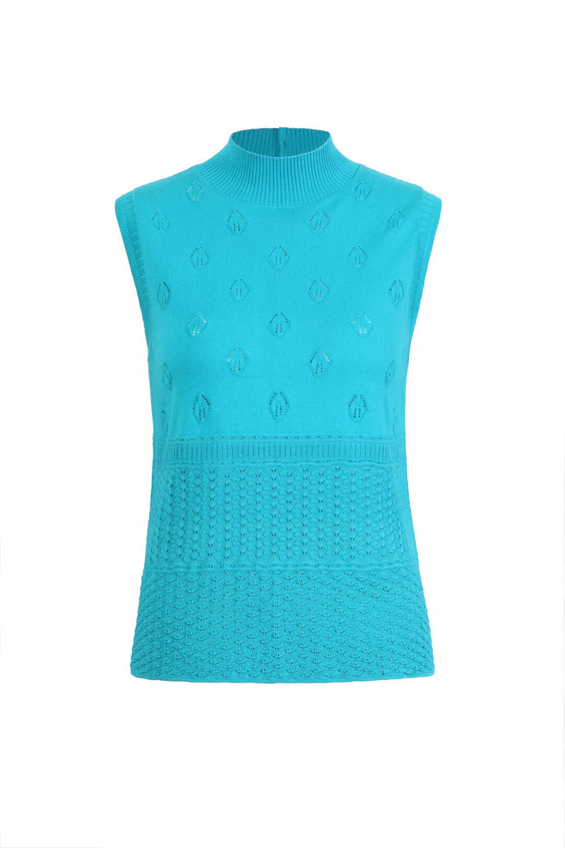 Sleeveless Pullover, Roll Neck Capri Wash