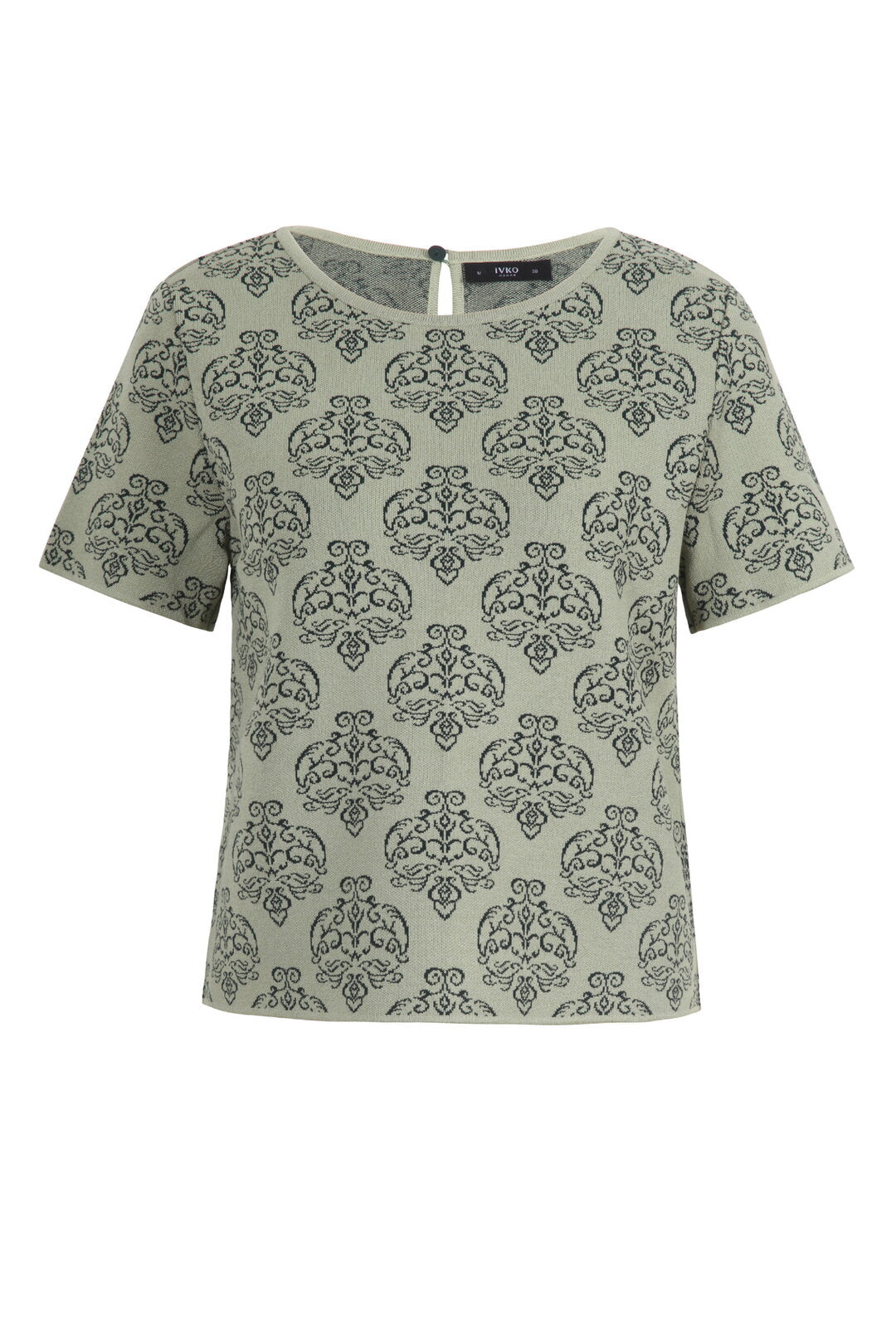 O-Neck Pullover with Short Sleeves, Ornament Pattern