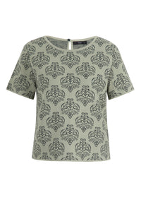 O-Neck Pullover with Short Sleeves, Ornament Pattern