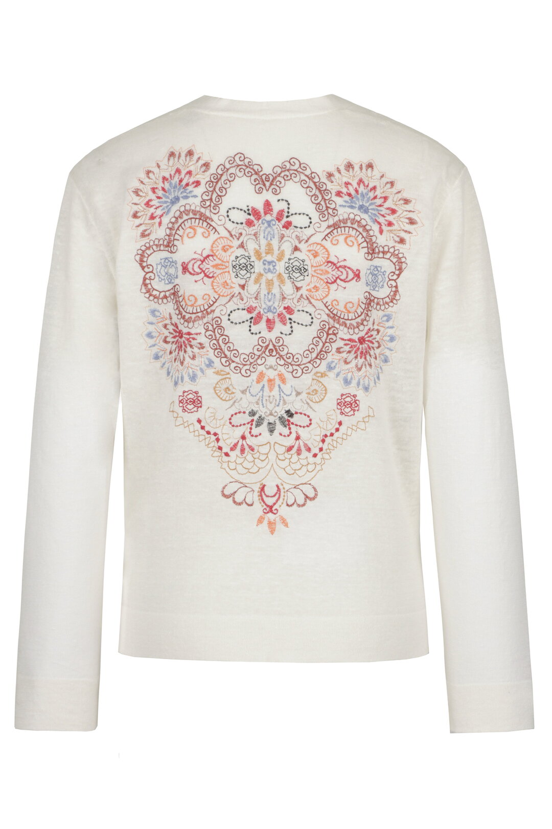 Cardigan with Embroidery, Ornament Pattern White Wash