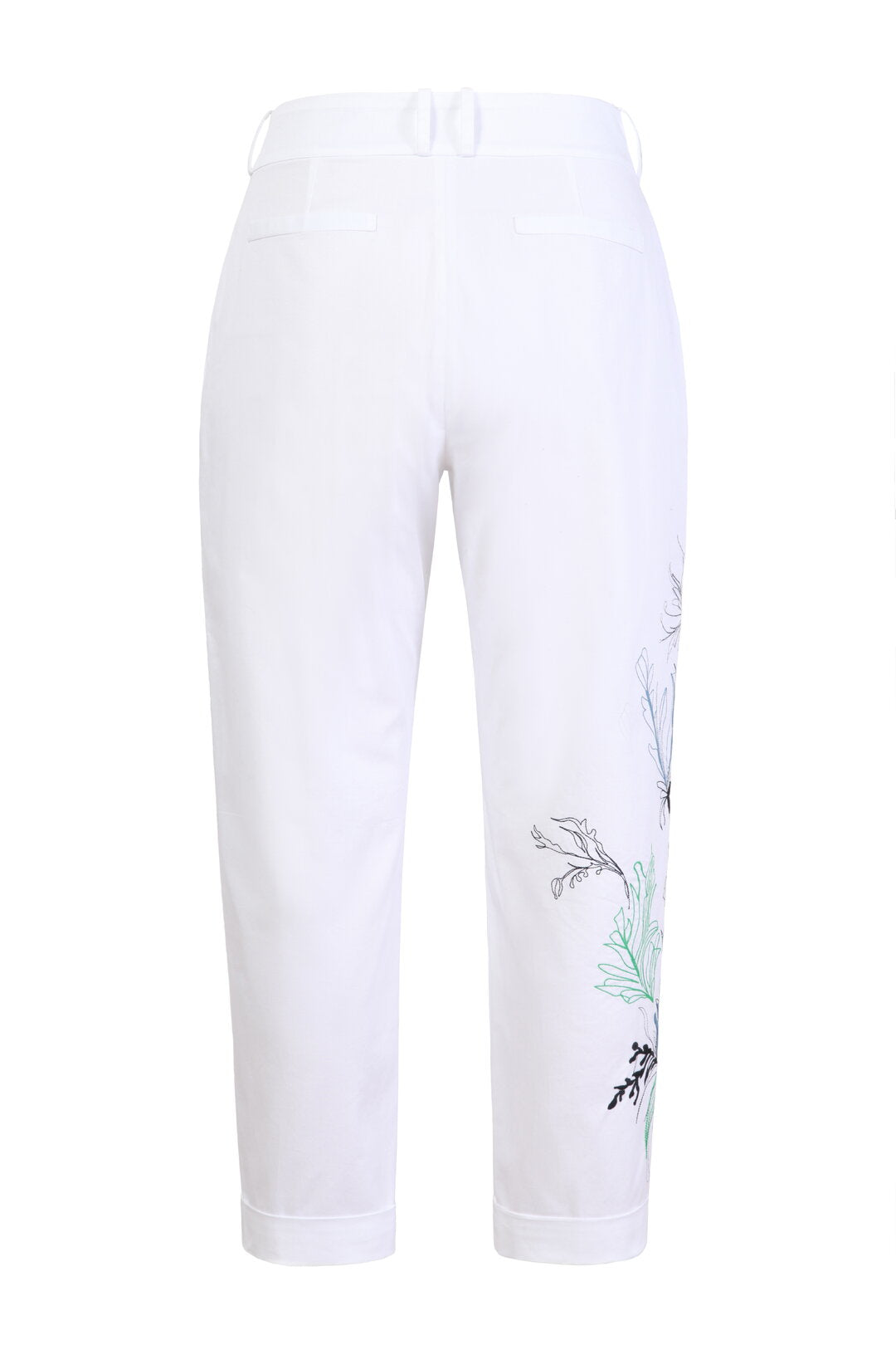 Embroidery Pants, Floral Pattern White