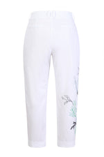 Embroidery Pants, Floral Pattern White